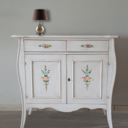 Credenza shabby chic bianco decorato