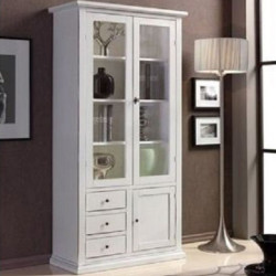 CRISTALLIERA CREDENZA IN LEGNO BIANCO OPACO 3 CASSETTI