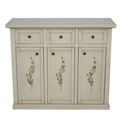 CREDENZA 3 ANTE 3 CASSETTI AVORIO ANTICATO DECORATO