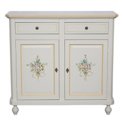 CREDENZA NAPOLETANA BIANCO DECORATO FILO ARANCIONE