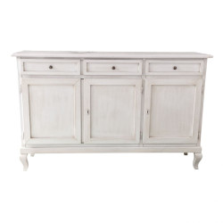 CREDENZA 3 PORTE CON PIEDI PROVENZALI BIANCO ANTICATO